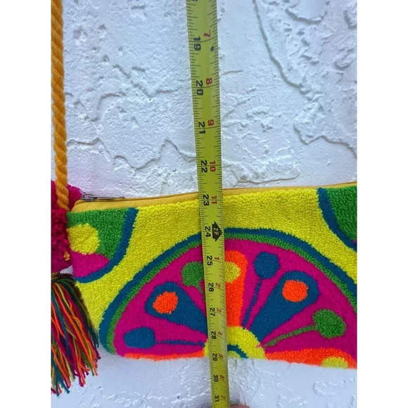 Wayuu Clutch Wallet Long Strap 100% Handmade Crossbody Bag Multi 9"x6" - Picture 4 of 7